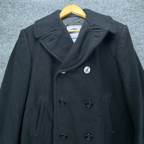 USN DSCP Quarterdeck Wool Overcoat Peacoat Mens‎ 40L Black Double Breasted - Picture 2 of 14